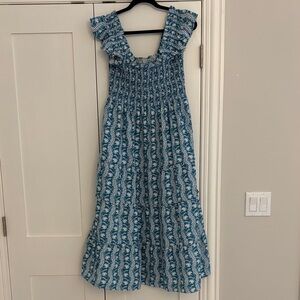 Hill House Blue Patterned Smocked Dress